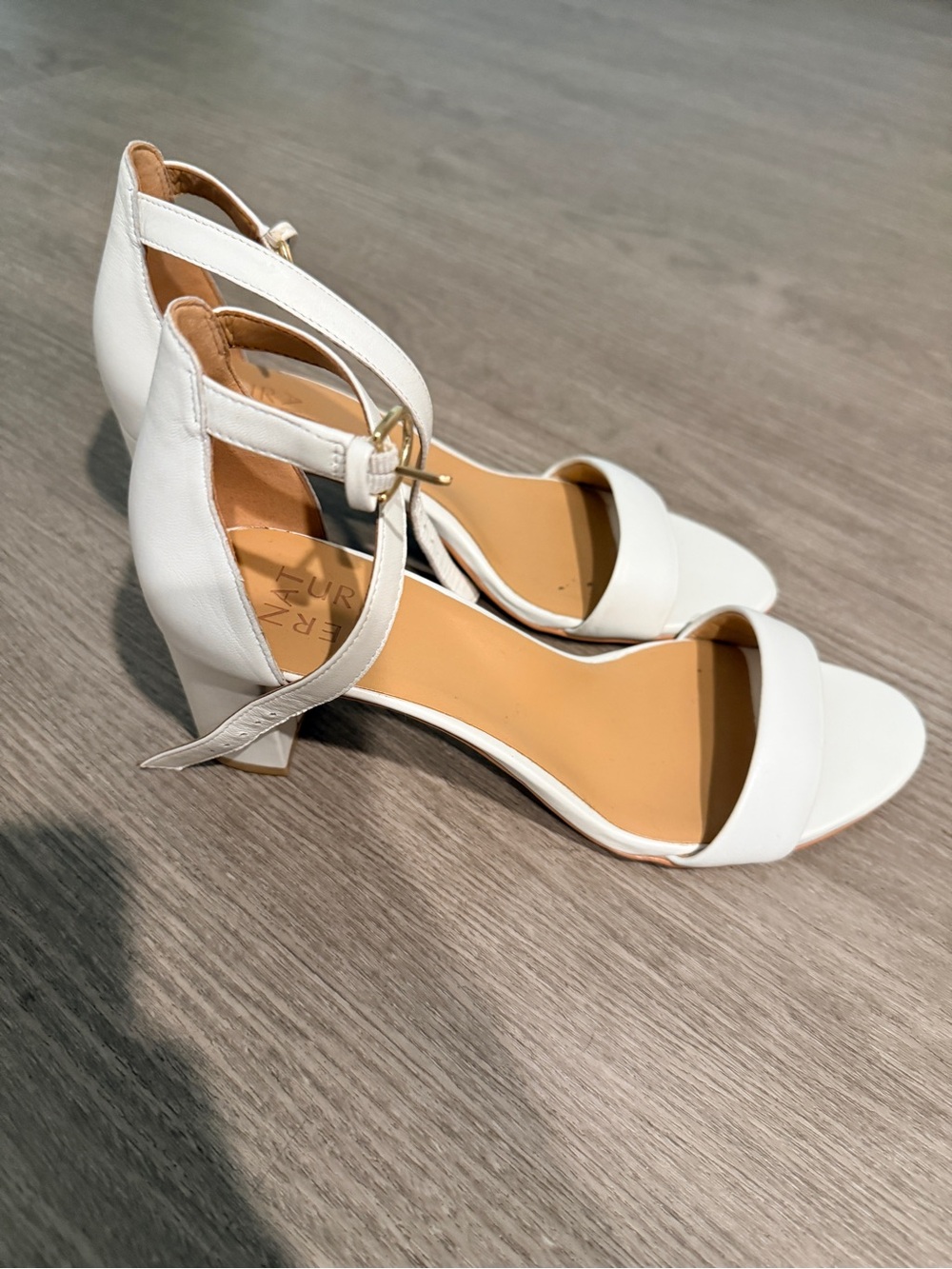 Naturalizer White Ankle-Strap Block Heels